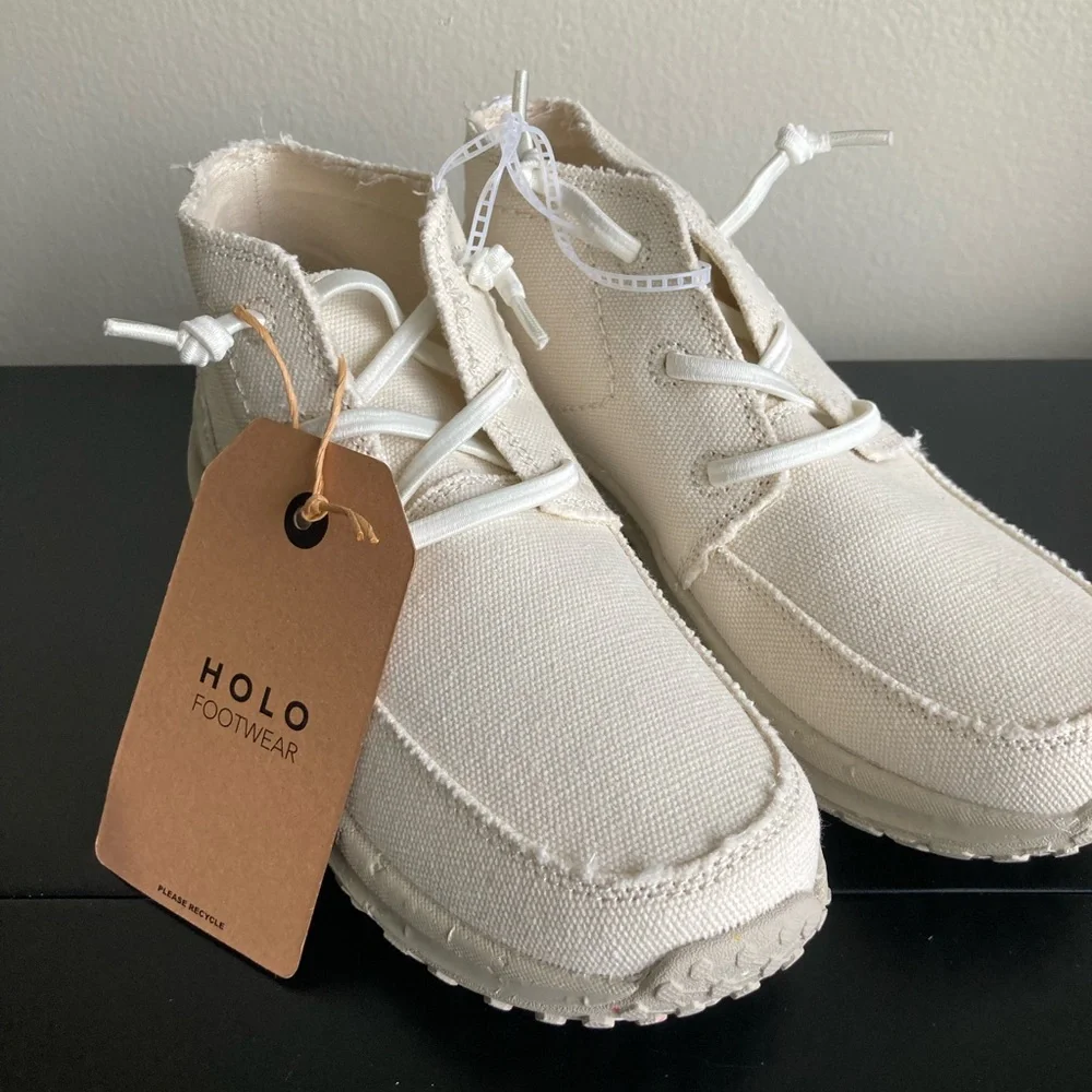 NWT HOLO Footwear ECO Canvas Slip-On Sneakers Size 5 Ivory